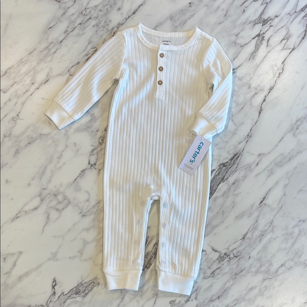 White Ribbed Kids One Piece